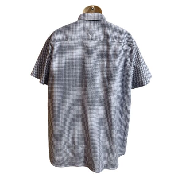 Tommy Hilfiger Blue & White Plaid Short Sleeve Button Down Shirt Size XXL - Picture 5 of 12